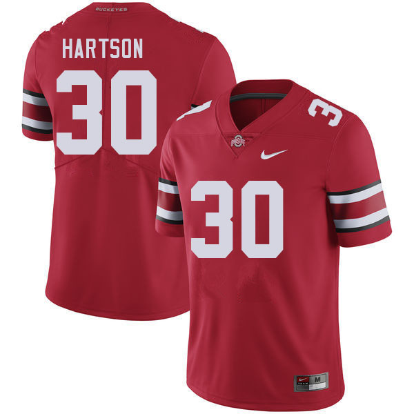 Men's Ohio State Buckeyes #30 Will Hartson Red Authentic College Stitched Football Jersey 23MI044QW